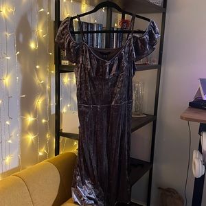 American Eagle Gray/Purple Velvet Cold Shoulder Dress